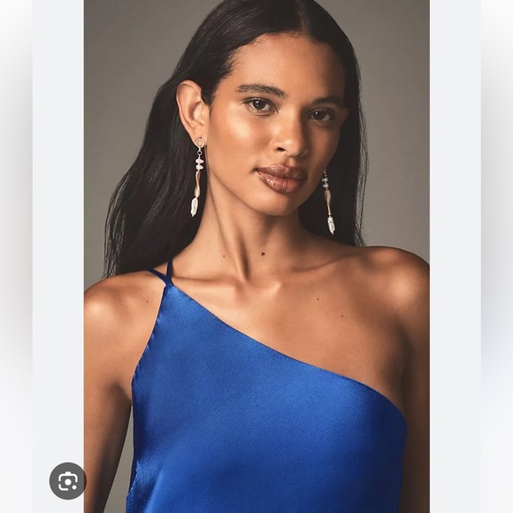 Shona Joy Tatum One-Shoulder Draped Cowl-Back Maxi Dress in Grenadine - Picture 2 of 8